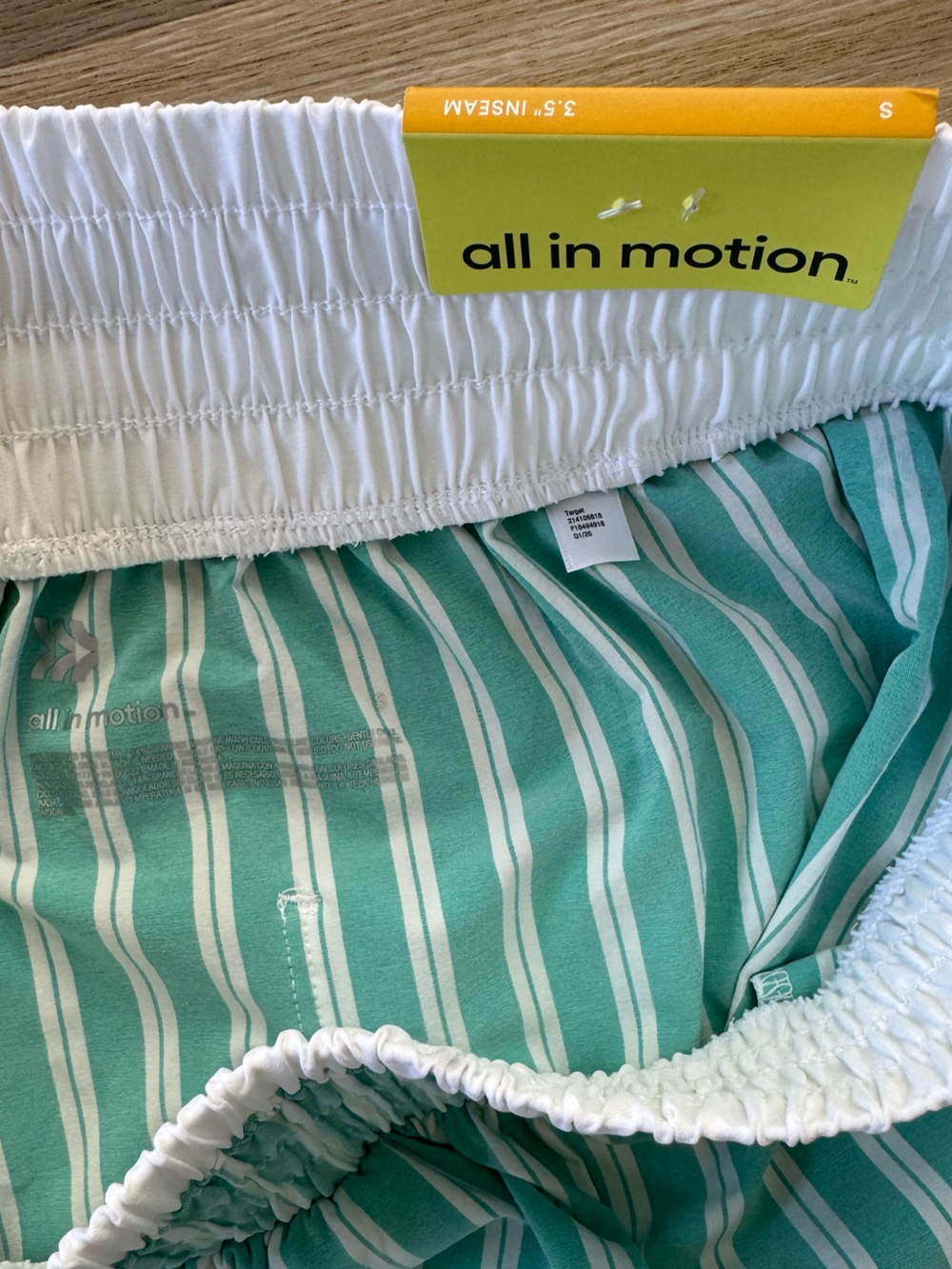NWT | All In Motion | Women's Active Light Travel Shorts Green Striped | Medium - Picture 4 of 6